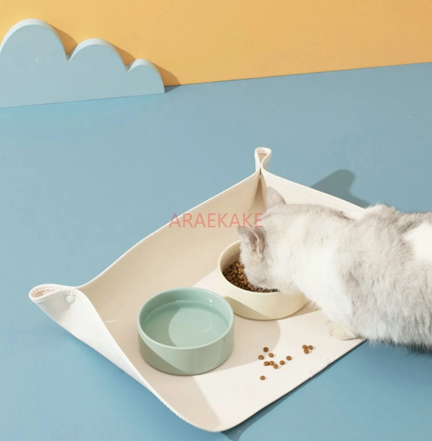 Pet meal mat, cat meal mat, dog bowl mat, large cat with anti slip and waterproof feeding basin, pet supplies