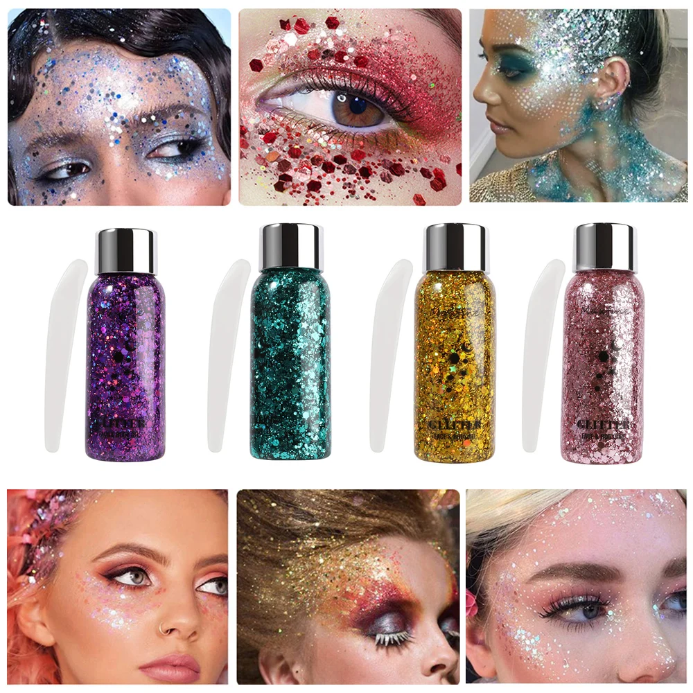 32Ml Gel Glitter Voor Het Lichaam Onregelmatige Pailletten Holografische Glitter Multi-Use Oogschaduw Shimmer Flake Festival Face Body Decor