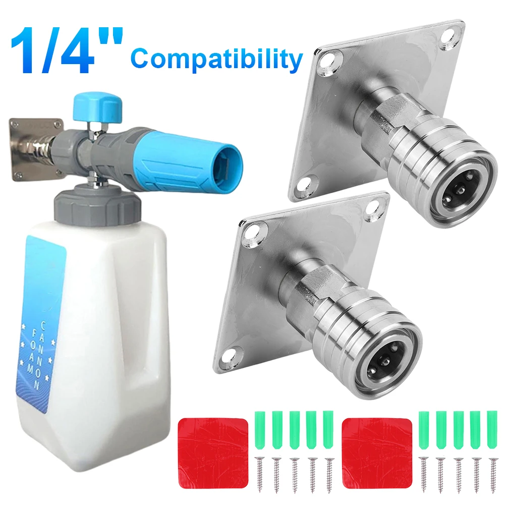 Foam Cannon Nozzle Water Gun Holder Stainless Steel Foam Cannon Wall Mount Non Self-Locking Pressure Washer Wall Mount Bracket
