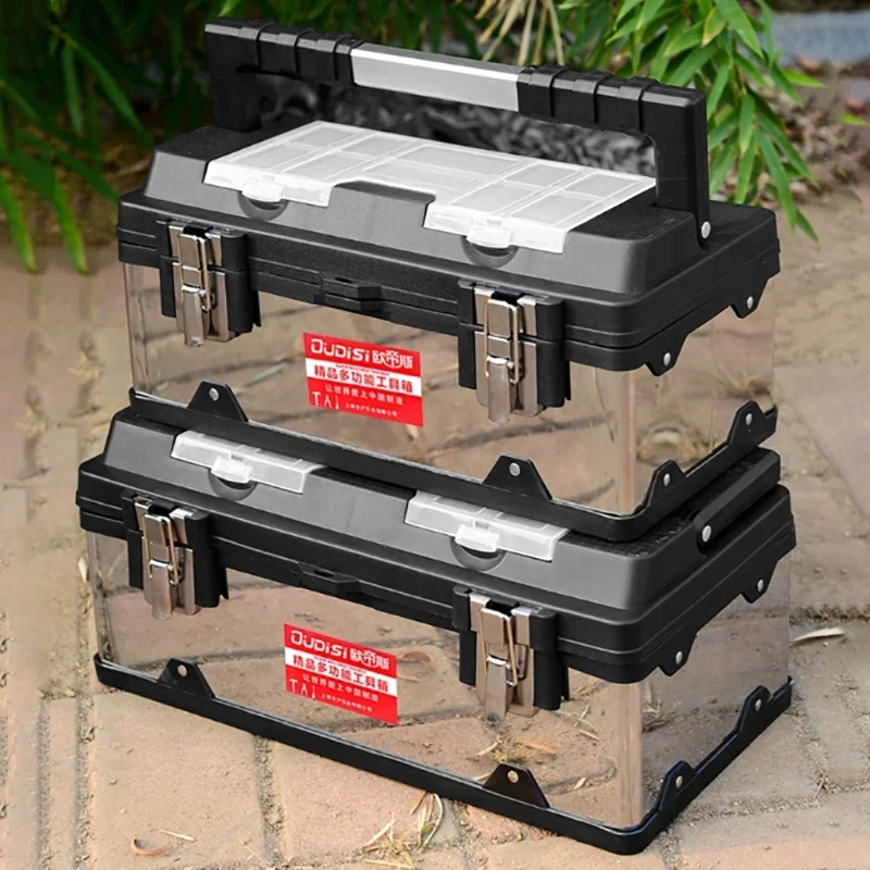 Large Electrical Maintenance Toolbox Stainless Steel Portable Suitcase Tool Storage Multifunctional Hardware Storage Accessories
