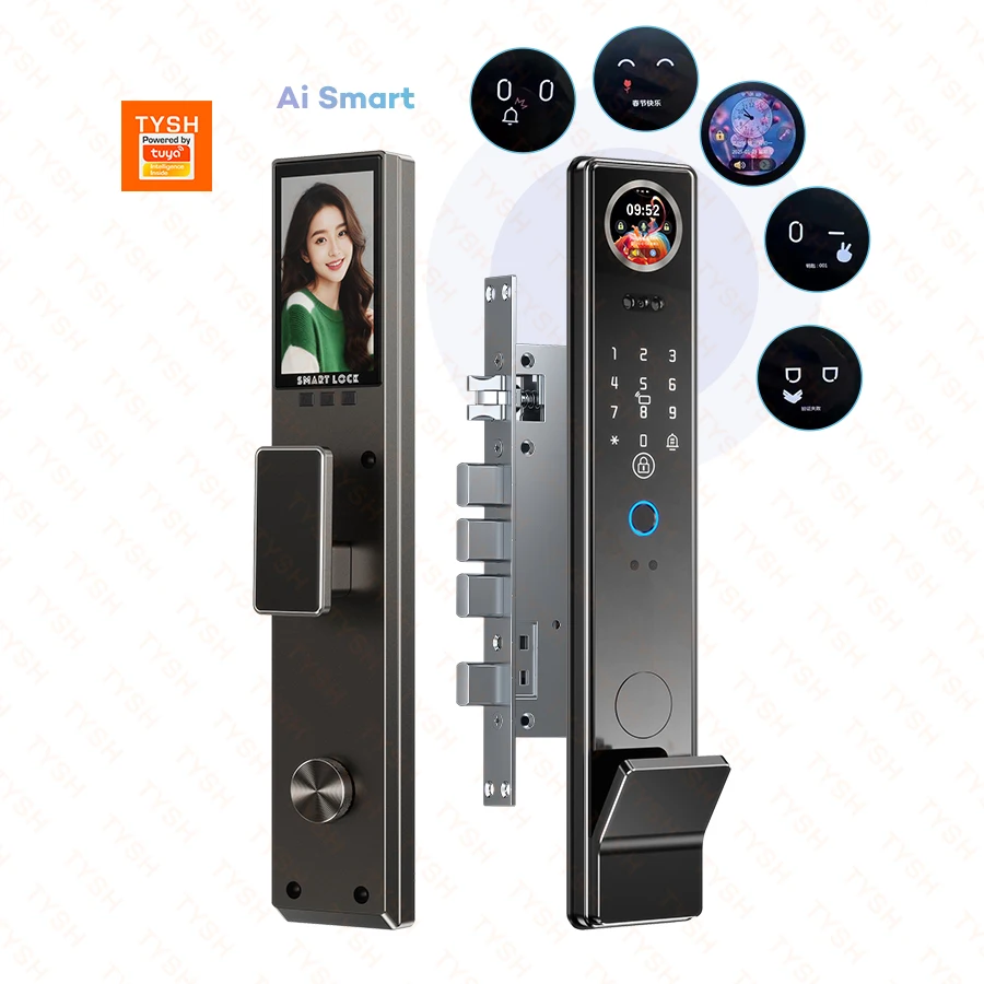 

STLF High Security Ai Smart Home Wood Door Digital Automatic Biometric Tuya Wifi Fingerprint Smart Door Lock With