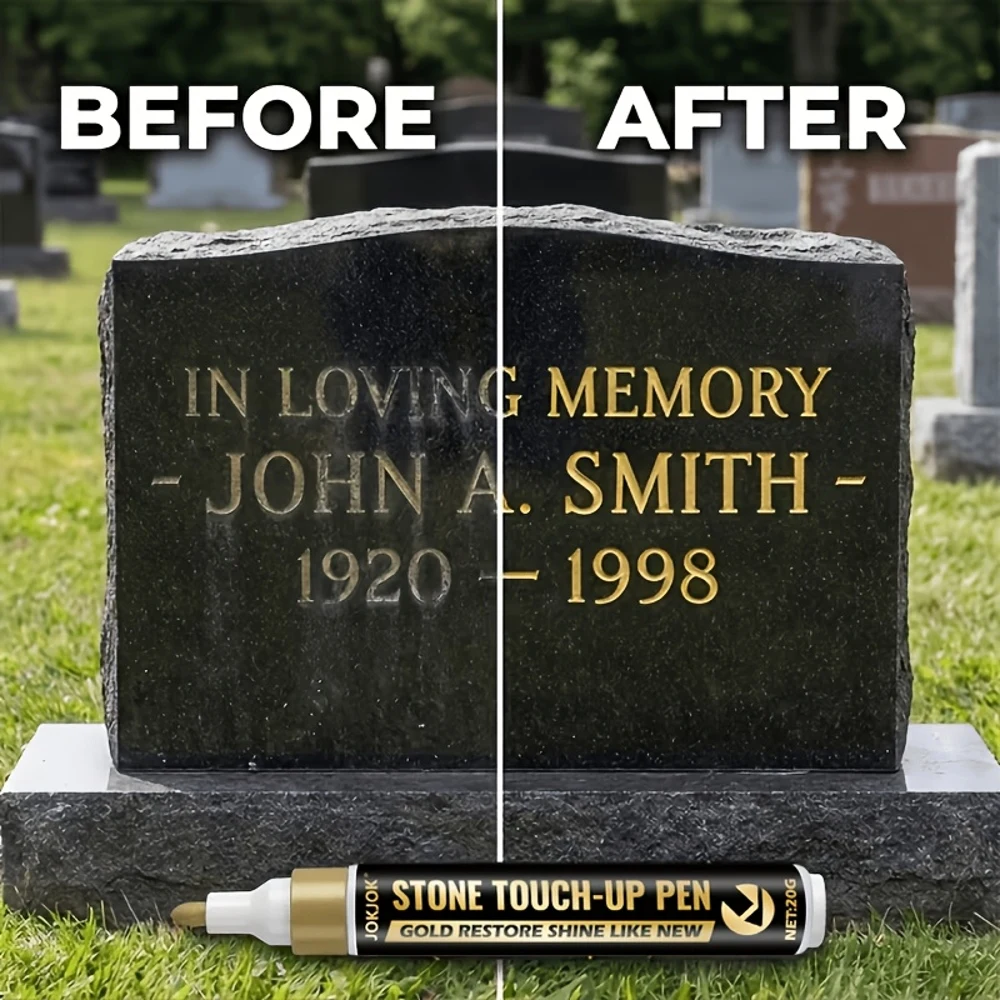 Golden Tombstone Renewal Pen - Water-Resistant, Fast-Drying, And Colorfast, Perfect for Revitalizing Worn Inscriptions on Granit view 3