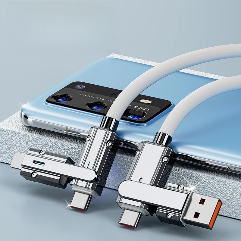 4 في 1 120 واط USB نوع C إلى نوع C IOS كابل 3 في 1 PD 100 واط شحن سريع كابل بيانات آيفون 11 12 13 14 15 برو ماكس سامسونج S24 #4
