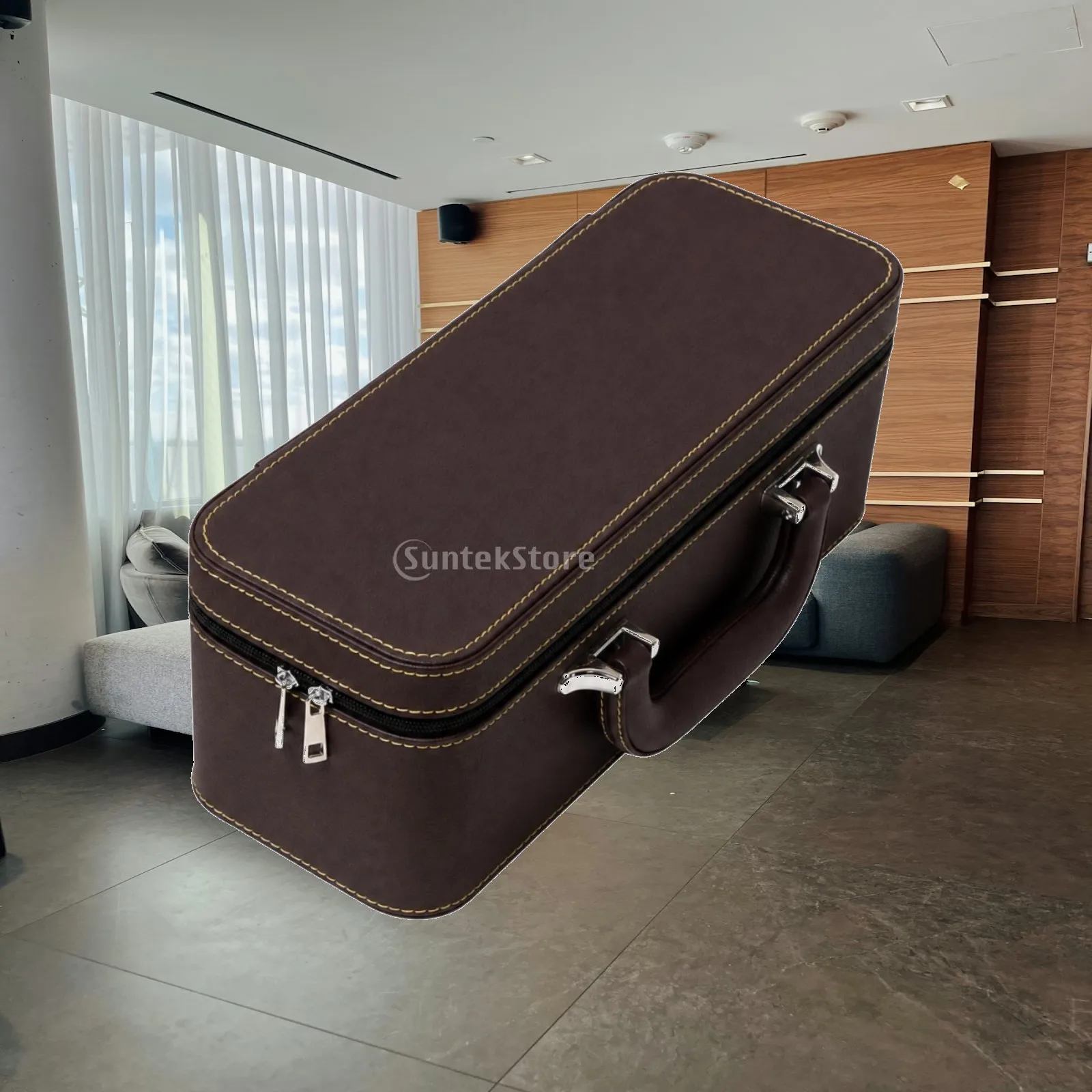 Bracelet Holder Case with Upright Compartments Flocked Interior Jewelry Box for Necklaces Rings