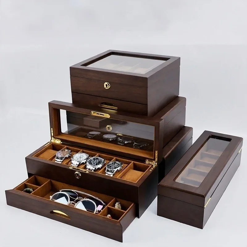 With Lock Watch Boxes Retro Creative Watch Boxes Portable Large Capacity Watches Organizer Case Metal Watches Display Cases