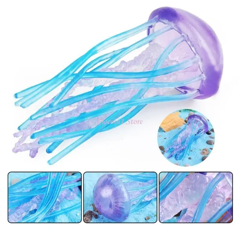 Y1UB Kwallen Beeldje Inktvis Figuur Speelgoed Gesimuleerde Zee Leven Dieren Realistische Kwallen Speelgoed Oceaan Dieren model