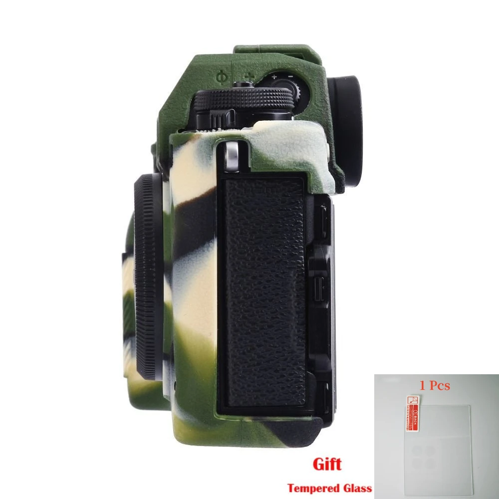 

Soft Silicone Case For Fujifilm X-T3 Case Bag Protective Cover Litchi Anti-slip Silicone Case+Tempered Glass LCD Protective Film