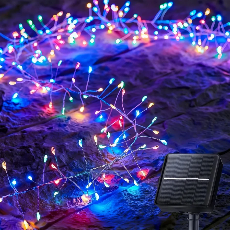 Solar Firecracker LED Outdoor String Lights for Courtyard Prom Terrace Wedding Party Halloween New Year Christmas Decorations