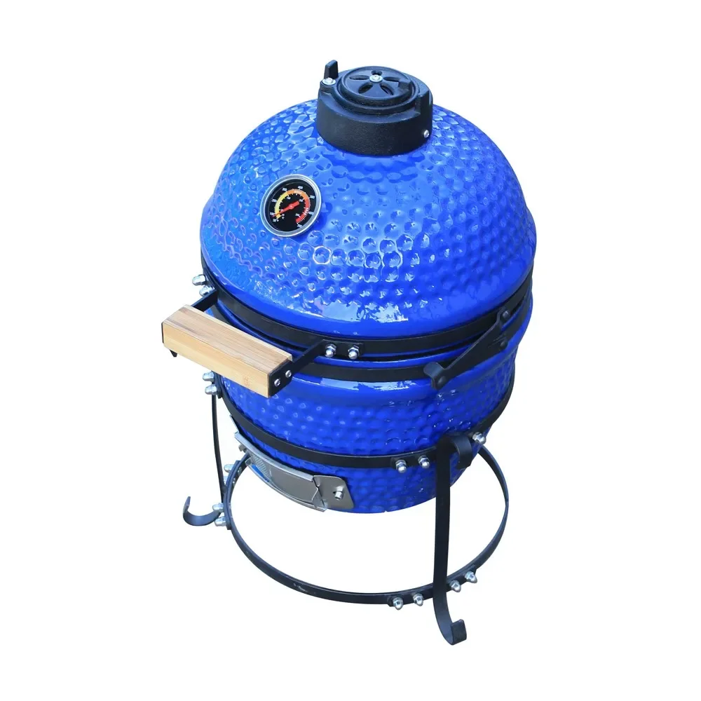 Portable 13 Inch Green Ceramic Egg Joe Kamado BBQ Grill Galvanized Charcoal Smoker for Outdoor Camping Adventures on Sale