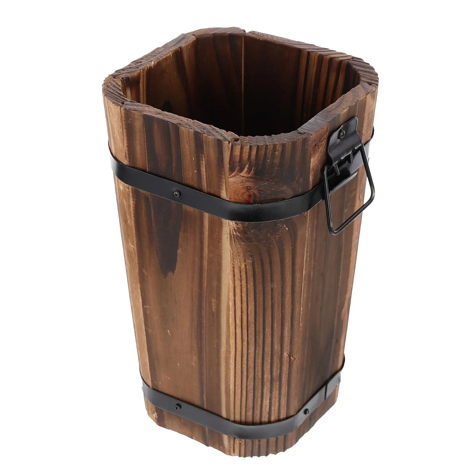 

Carbonized Wood Flowerpot Retro Style Decorative Planter for Garden Balcony Yard Office Planters Wooden Design