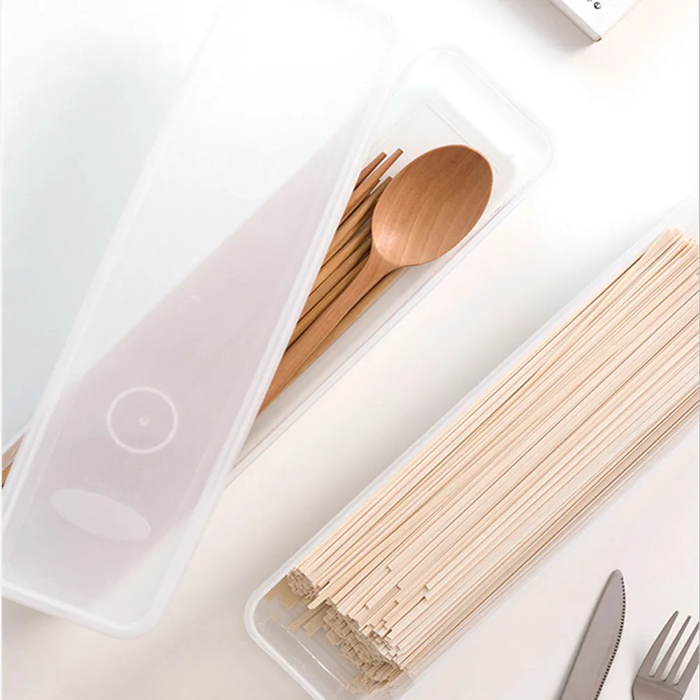 

2Pcs Food Grade Plastic Noodles Box Storage Container Airtight Seal Refrigerator Organizer for Dry Goods Spices Baking Supplies