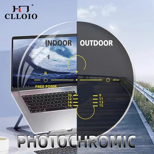 CLLOIO lentes fotocromáticas multifocales progresivas CR-39 lentes de gafas asféricas de resina Anti rayos azules UV400 lentes graduadas de sol