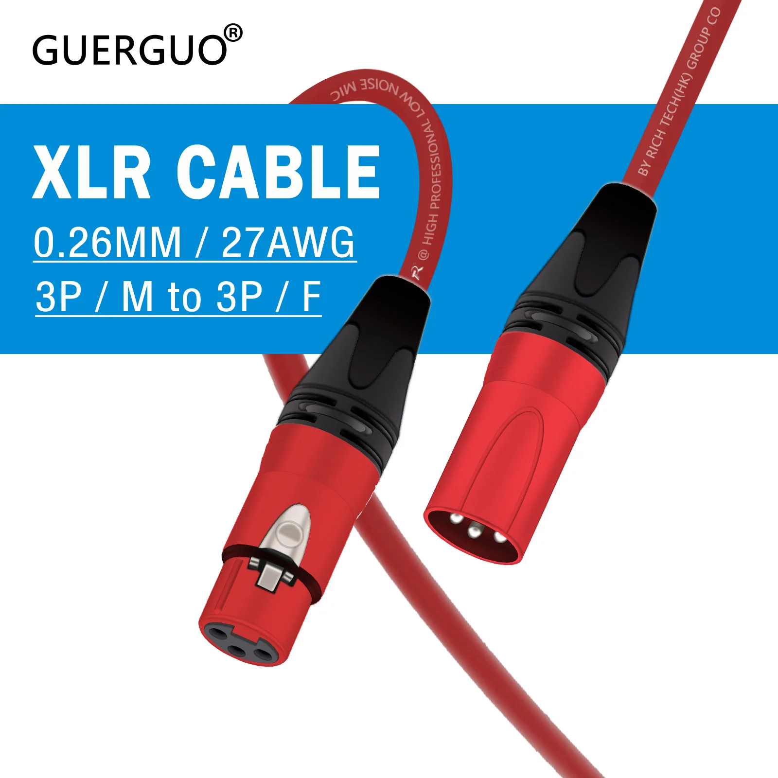 Kabel XLR, 3-pinowy męski na żeński przewód mikrofonowy Cannon do przedłużacza nagrywania Pro zbalansowany mikser XLR wzmacniacz głośnikowy na żywo — zdjęcie produktu 4