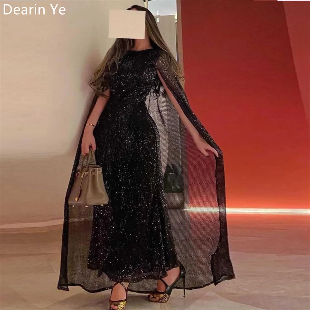 

Customized Formal Gown Saudi Arabia Dearin Scoop Neckline A-line Floor Length Skirts Sequin Draped Tulle Bespoke Occasion Dresse