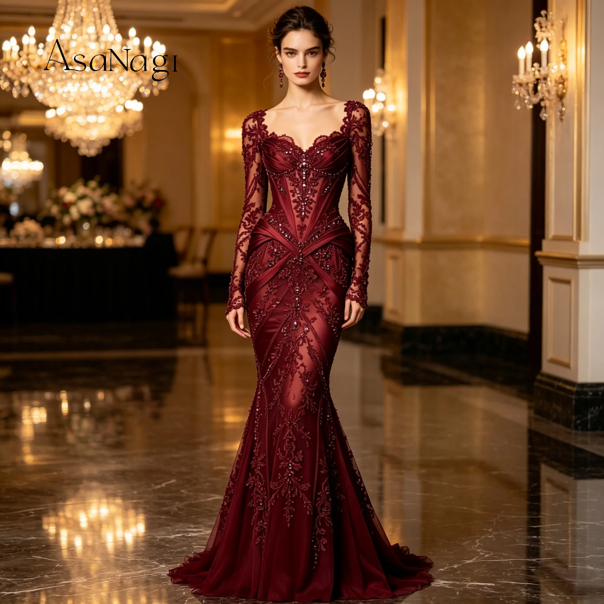 Lace Dress - Vestido de noche de encaje con