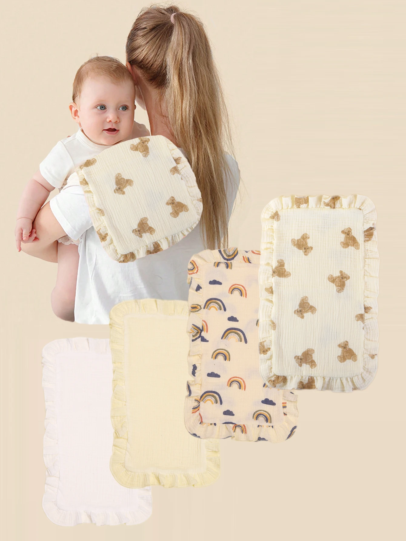 4Pcs/Set Soft Muslin Cotton Gauze Shoulder Rag Baby Burping Pad Ruffle Newborn Multifunction Towels Burp Cloths