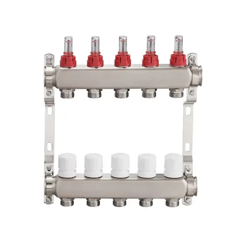 BJ35004 Stainless Steel Collectors 2 To 12 Ways High Quality Nickel Plated Loop Radiant Manifold for Underfloor Heating System