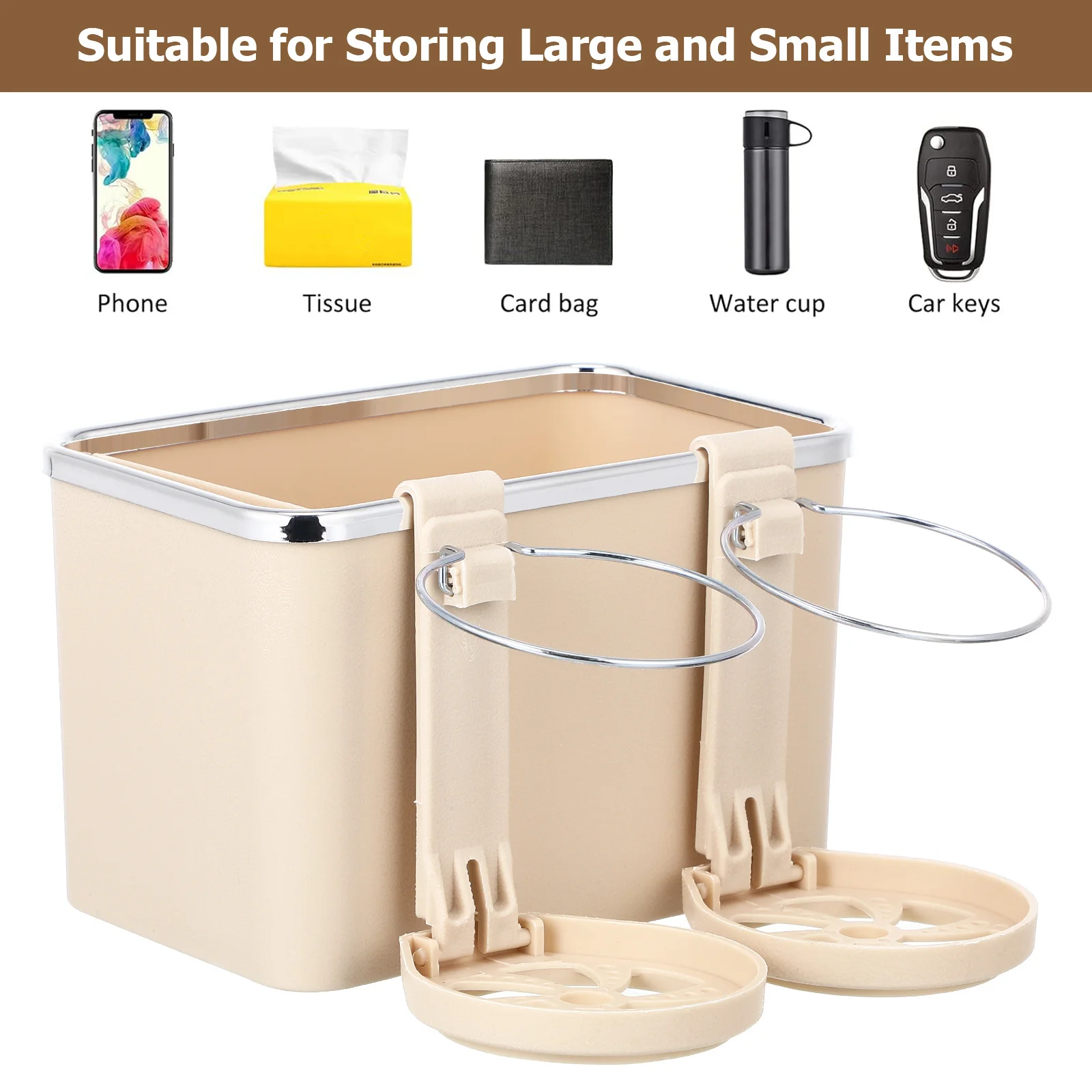 

Car Tissue Box Armrest Storage Box Foldable Cup Holder Center Console Organizer Car Tissue Holder Center Console Organizer