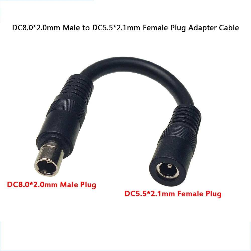 DC Power Plug Adapter Cable DC8.0mmx2.0mm Male to DC 5.5mm x 2.1mm Female Connectors Adapter for Portable Backup Power Station