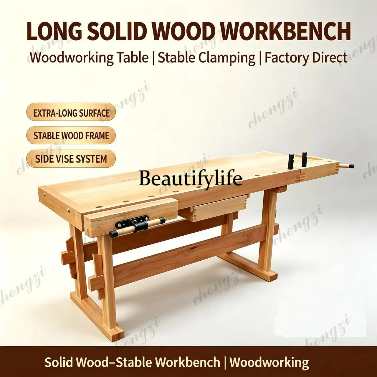 Modern Woodworking Table Beech Solid Wood Workbench Console Customized Size Multifunctional Household