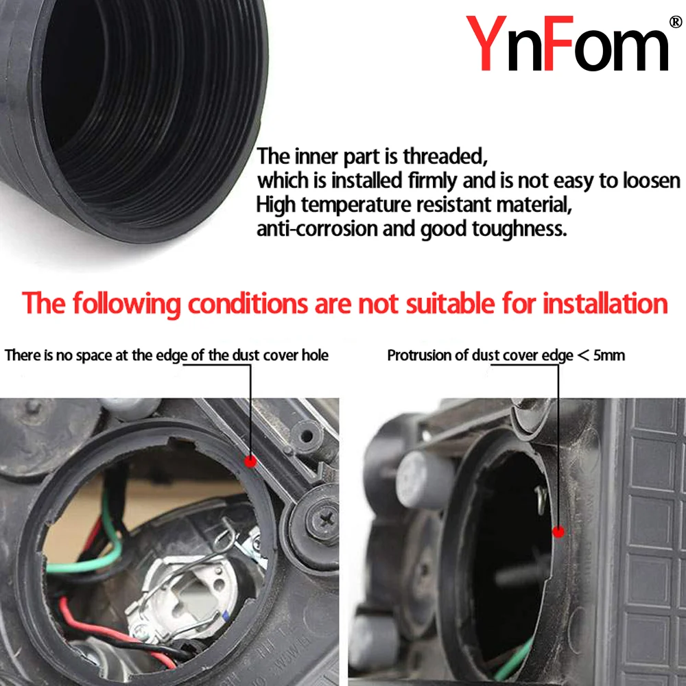 YnFom Automobile Headlamp Can Be Cropped Universal Dust Cover,Suitable For All Car,LED Bulb,Car Accessories