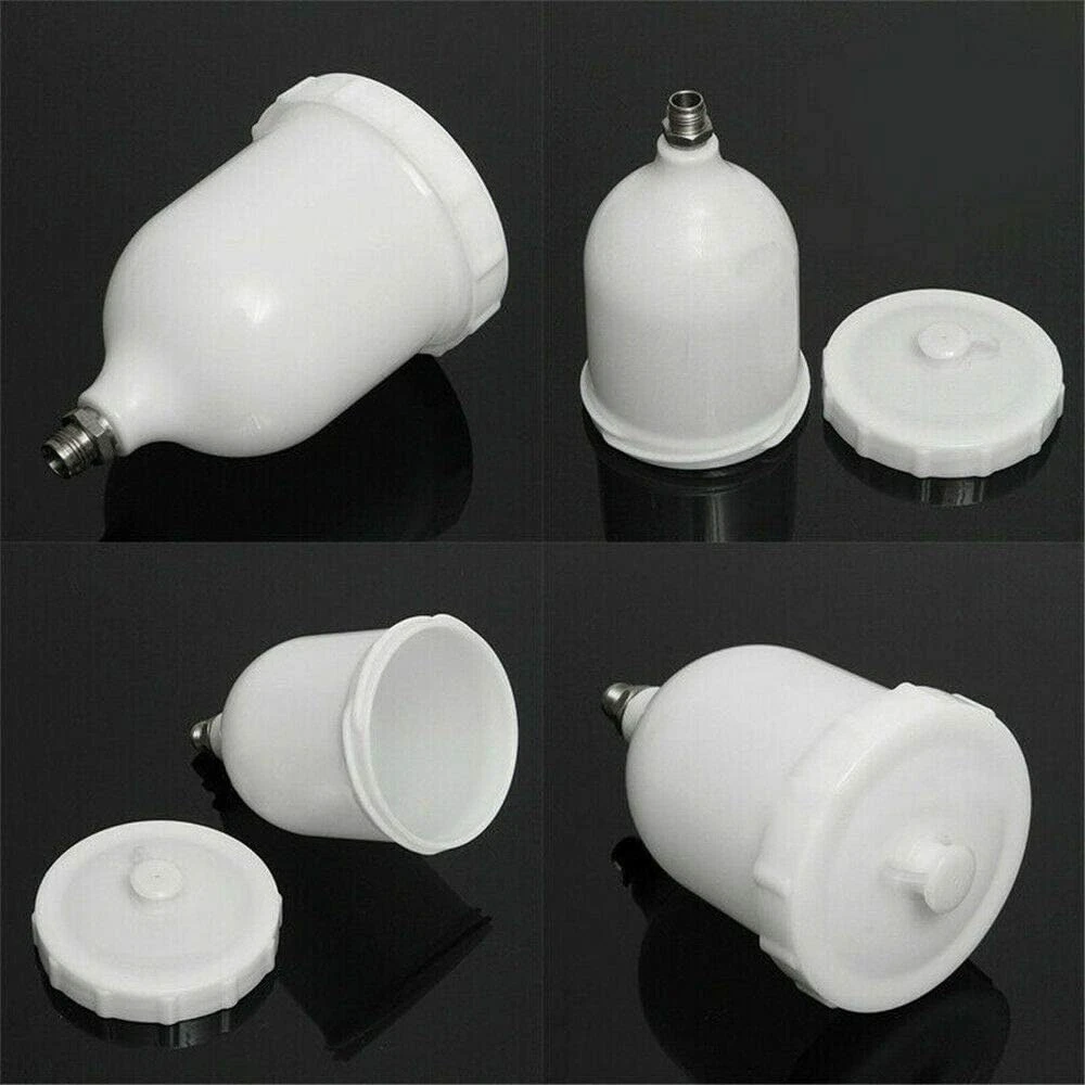 600mL Spray Gun Cup Plastic Gravity Feed Paint Cup Replacement Pot withThread Connector for Most Automotive Series Spray Guns