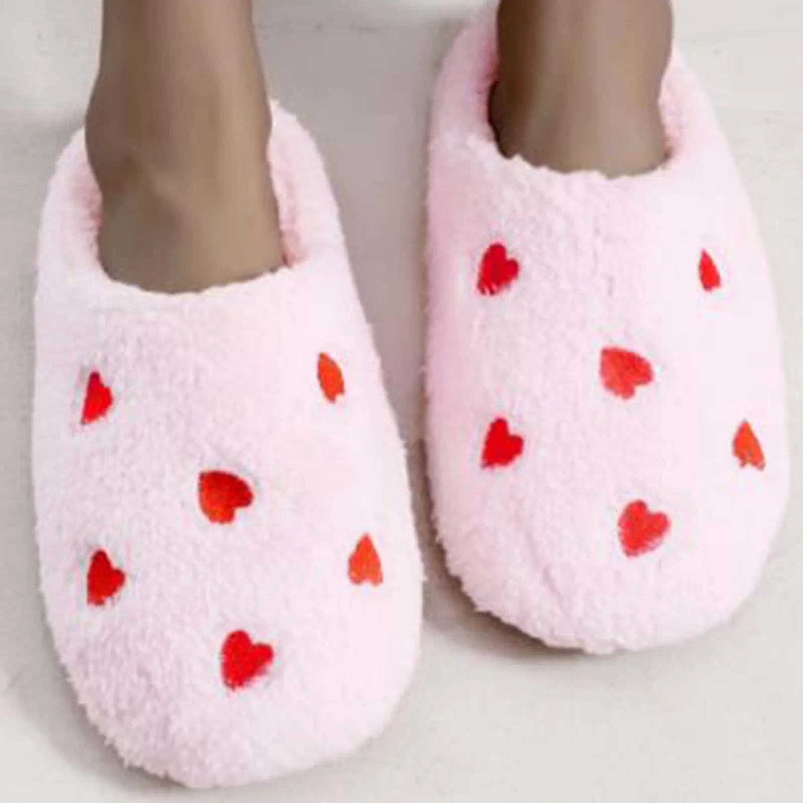 Love Heart Women Fashion Warm Slippers Ladies Winter Cotton Flat Shoes Casual Indoor Plush Slipper Anti-slip Bedroom Soft Slides