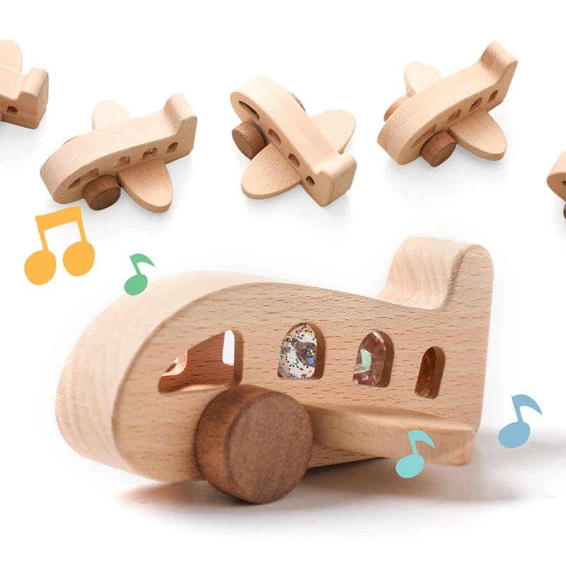 Wooden Toys Baby Toys Wooden Model Plane Baby Wooden Airplane Toy Woodiness Adornment Toy Blocks The Baby Pushed Baby Toys