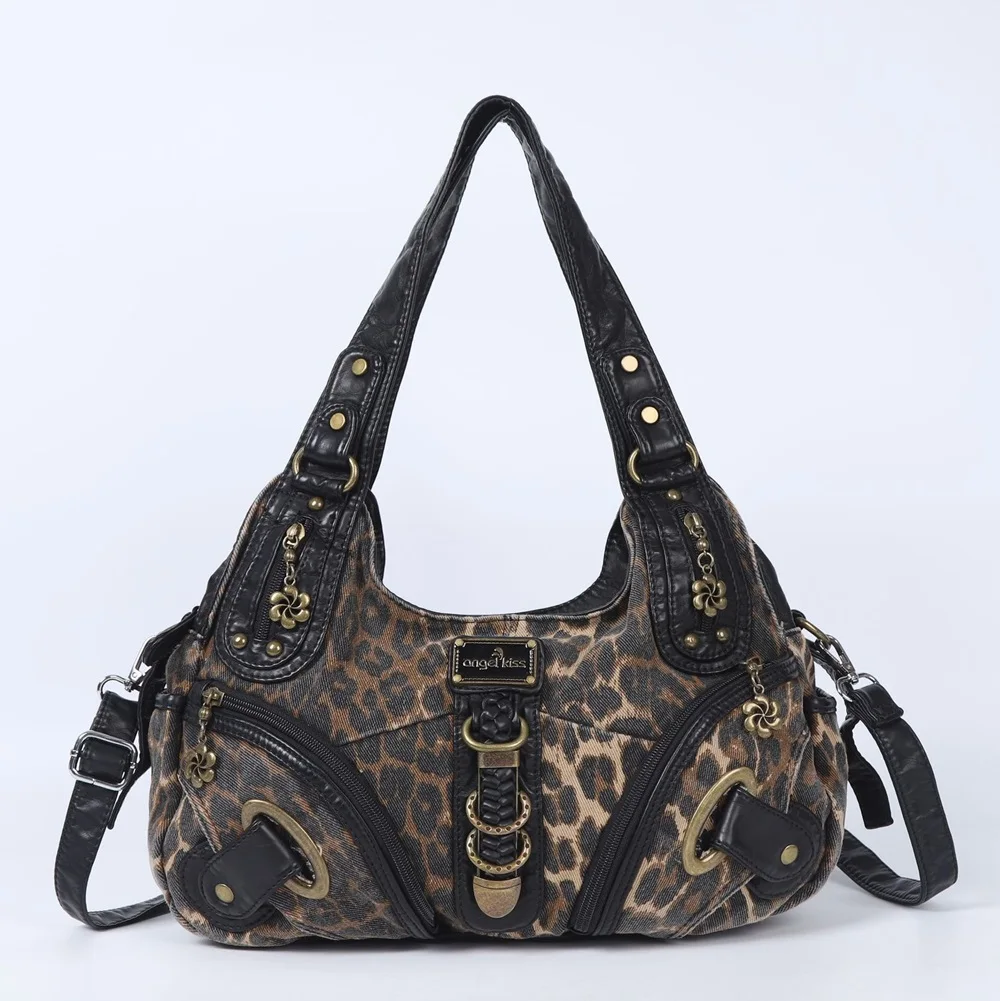 Angelkiss Damen-Handtaschen, Leoparden-Umhängetasche, Handtasche mit Top-Griff, modische Umhängetasche, Knödel-Umhängetasche, Tragetasche, große Geldbörse – Detail 2