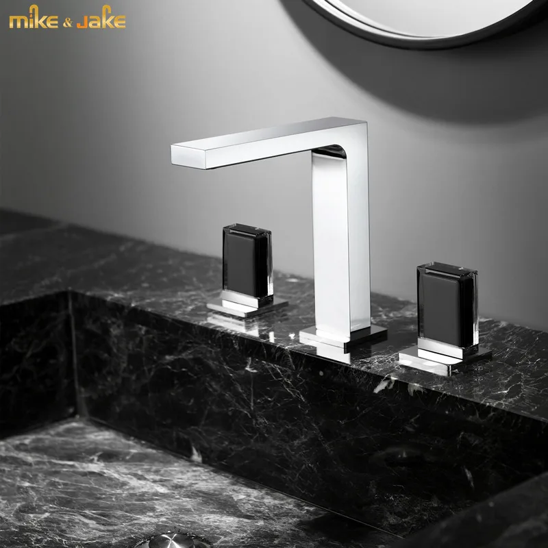 Rose gold basin faucet brass double handle black Tap luxurry Basin Mixer Hot And Cold widespread bathroom faucets