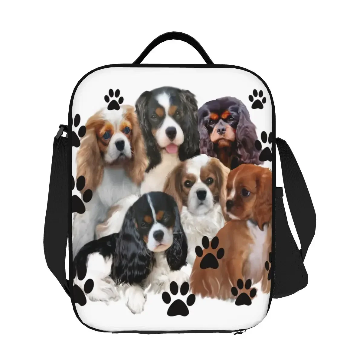 Bolsa de almuerzo aislada para el grupo familiar Cavalier King Spaniel, enfriador impermeable para perros, caja térmica Bento