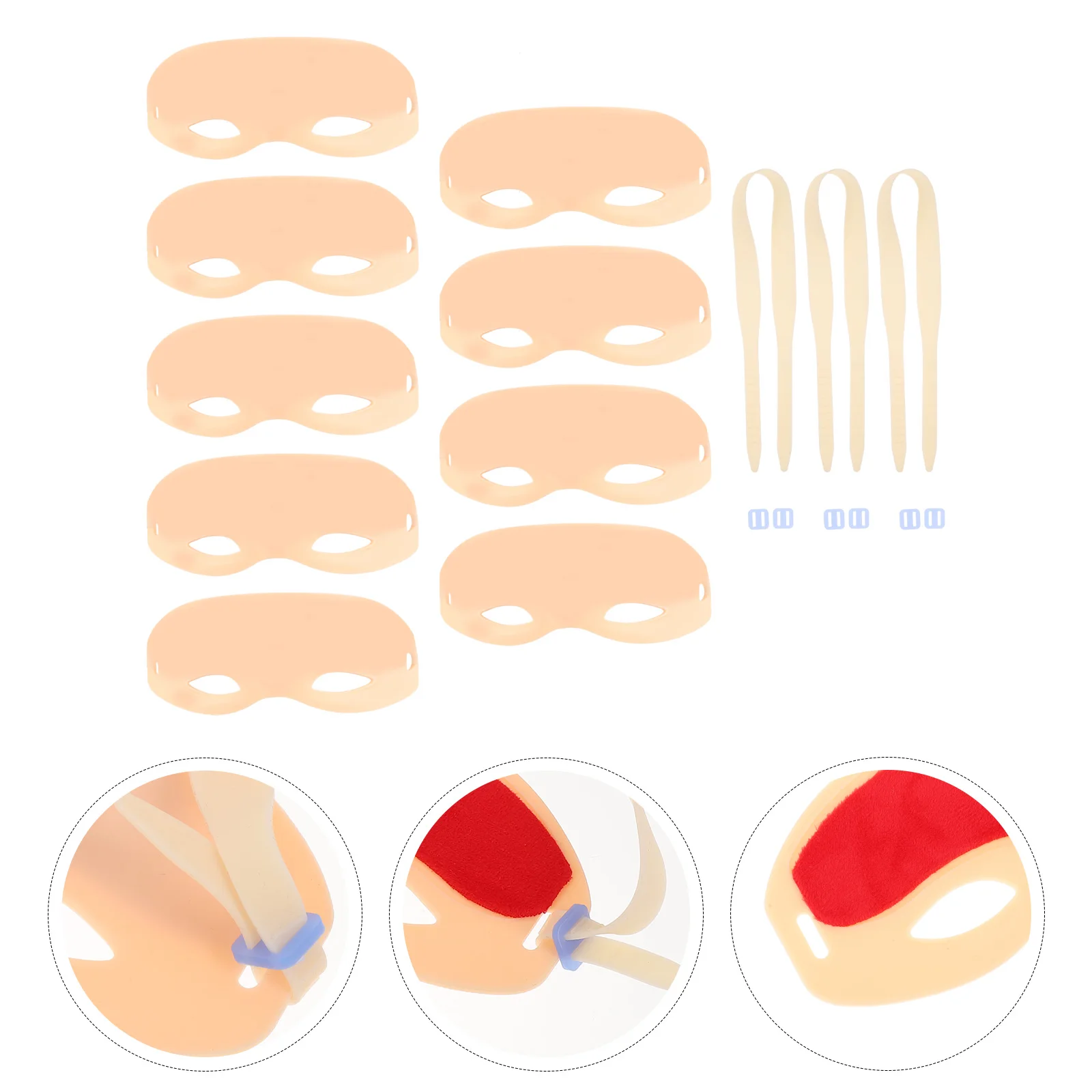 

9pcs Pink Silicone Embroidered Tattoos Practice Headbands Microblading Eyebrow Skin For Tattoo Artists Adjustable Beauty Salon