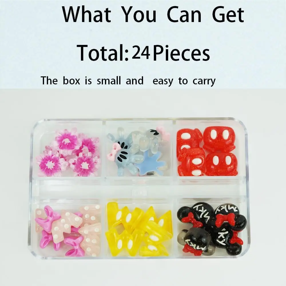 24 pcs Nail Art Charms, Miki Harz 3d Kawaii Nagel Charms, niedliche bling DIY Nägel Dekoration für Telefon, Nail Art Geschenk für Mädchen