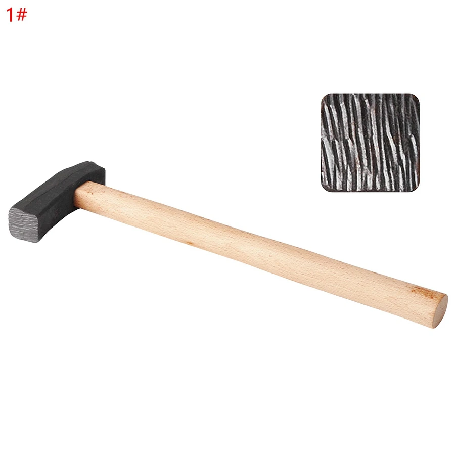 1 Piece Textured Jewelry Hammer With Long Wooden Handle DIY Punch Printing Metal Mallet For Jewelry Repair Rings Beating Tool