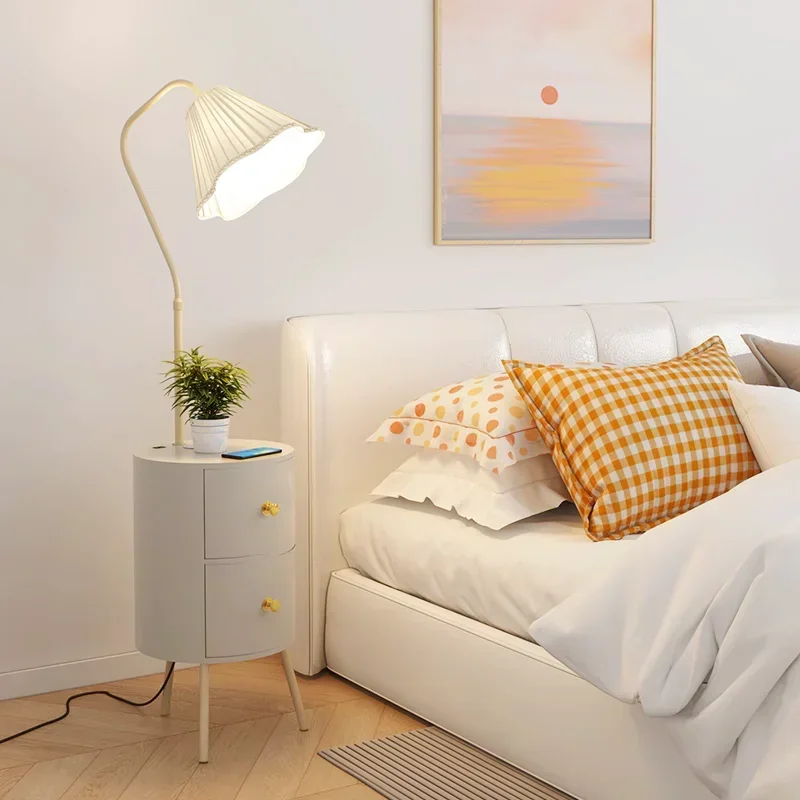 

Drawer Led Floor Lamps for Living Room Wireless Recharging Sofa Side Standing Lamp Bedroom Remote Control Dim Bedside Light