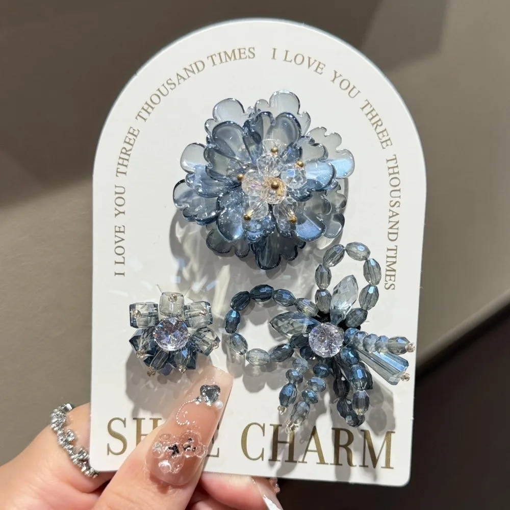 3pcs/set Flower Bead Chain Crystal Shoe Charms Tassel Pearl Sparkling Heavy Work Shoe Clips Elegant Handmade Jelly Flower Charm