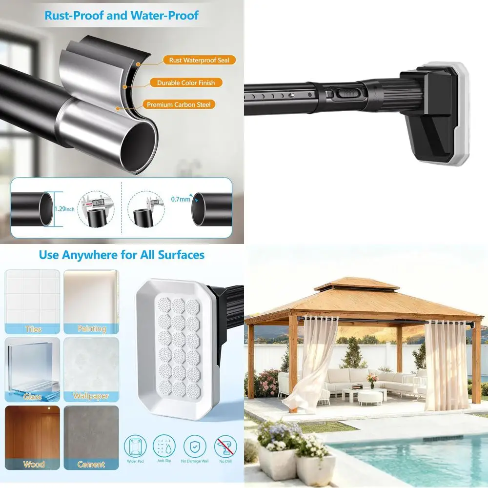 

Extra Long 41-174 Inch Tension Curtain Rod, Heavy-Duty for Shower, Patio, Bathroom, and Room Dividers, Adjustable, Anti-Slip, Ru