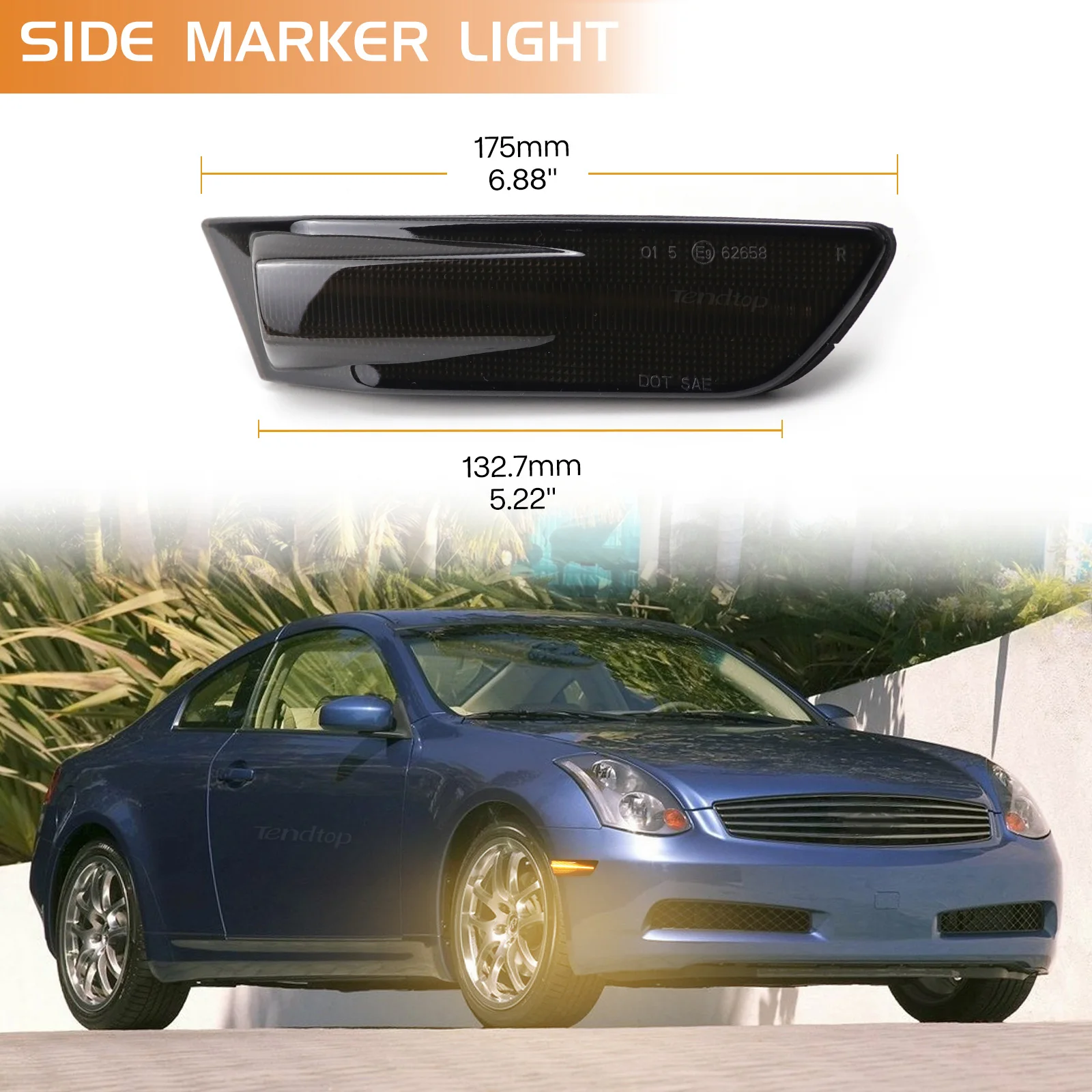 LED-Seitenmarkierungsleuchten, dynamische DRL-Bernstein-LED-Blinker für 2003–2007 Infiniti G352D Coupe Nissan Skyline V35