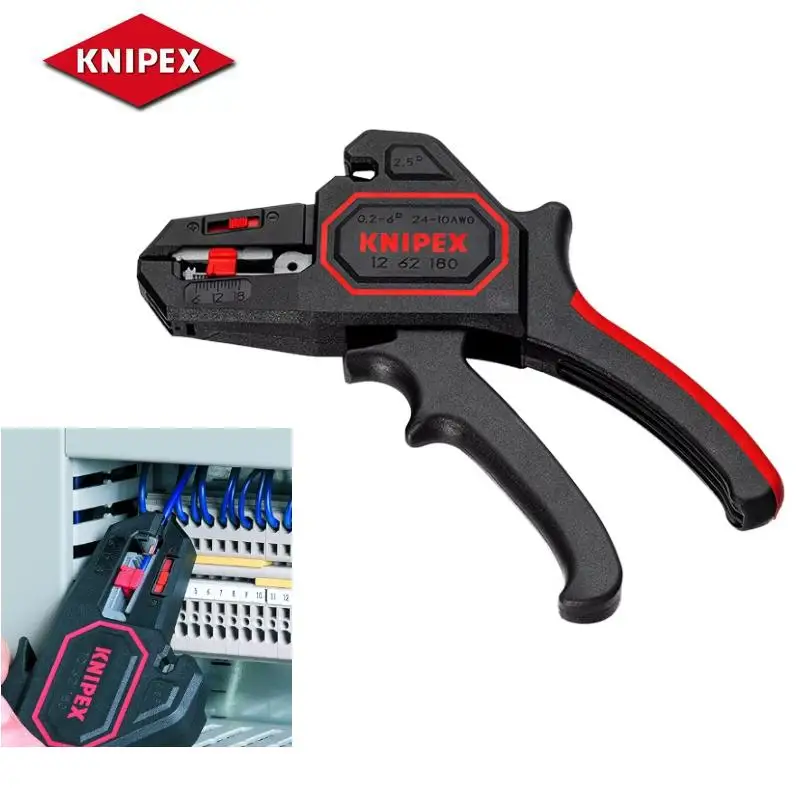 KNIPEX 12 62 180 7.1 inch insulation stripper electrician multi-function automatic cutting crimping stripping pliers Germany