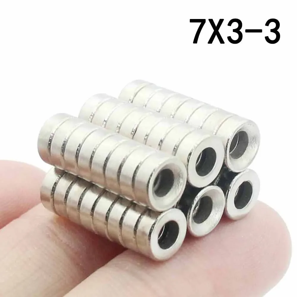 

5/10/20/30/40Pcs 7x3-3 Neodymium Magnet 7mm x 3mm Hole 3mm N35 NdFeB Round Super Powerful Strong Permanent Magnetic imanes Disc