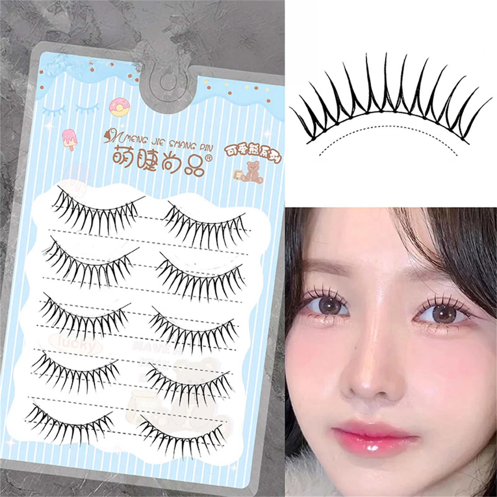 Ciglia finte stile coreano Ciglia dall'aspetto naturale Materiale in fibra morbida e strisce di arricciatura C per l'uso quotidiano Ciglia da salone fai-da-te