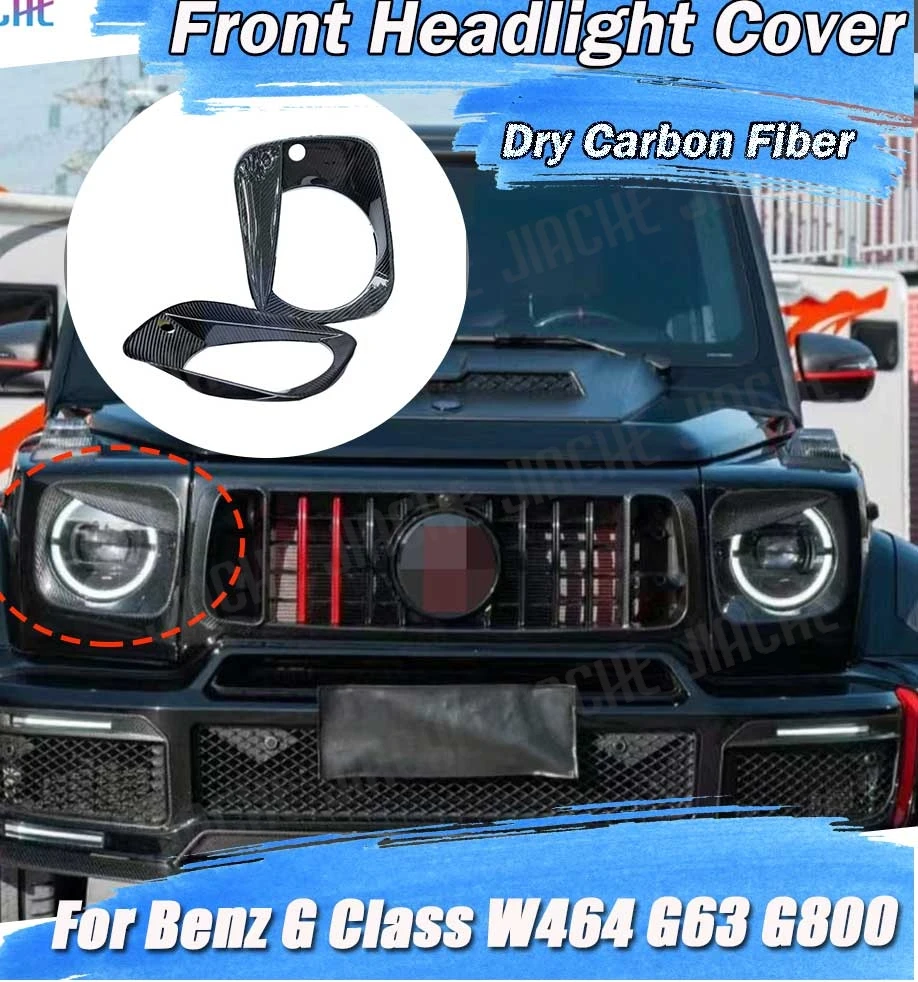 

JIACHE Dry Carbon Front Headlight Cover Headlight Frame Decor For Benz G Class W464 G63 G800 G900 2019-2024 Car Bodykits