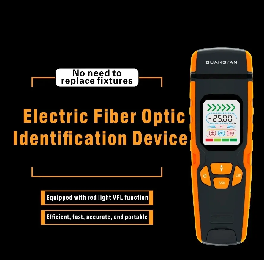 

GUANGYAN S2 One Step Electric Fiber Optic Identifier Live Fiber Optical Detector with Visual Fault Locator in 850-1700nm SM MM