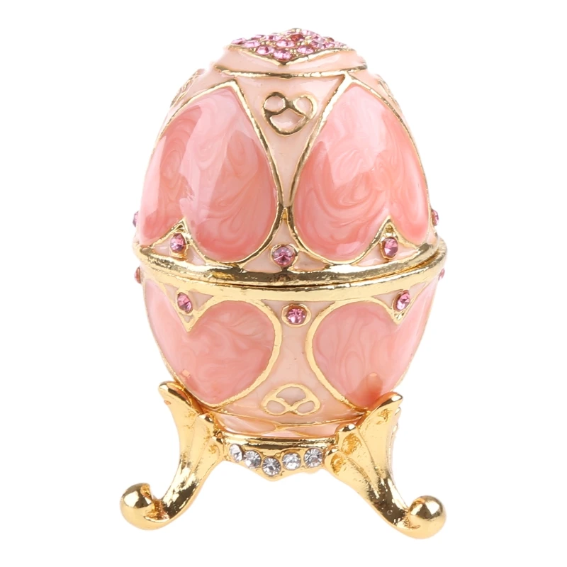 

Jewelry Storage Box Vintage Alloy Floral Pattern Stero Oval Shaped Trinket Box Ornaments Crafts for Necklace