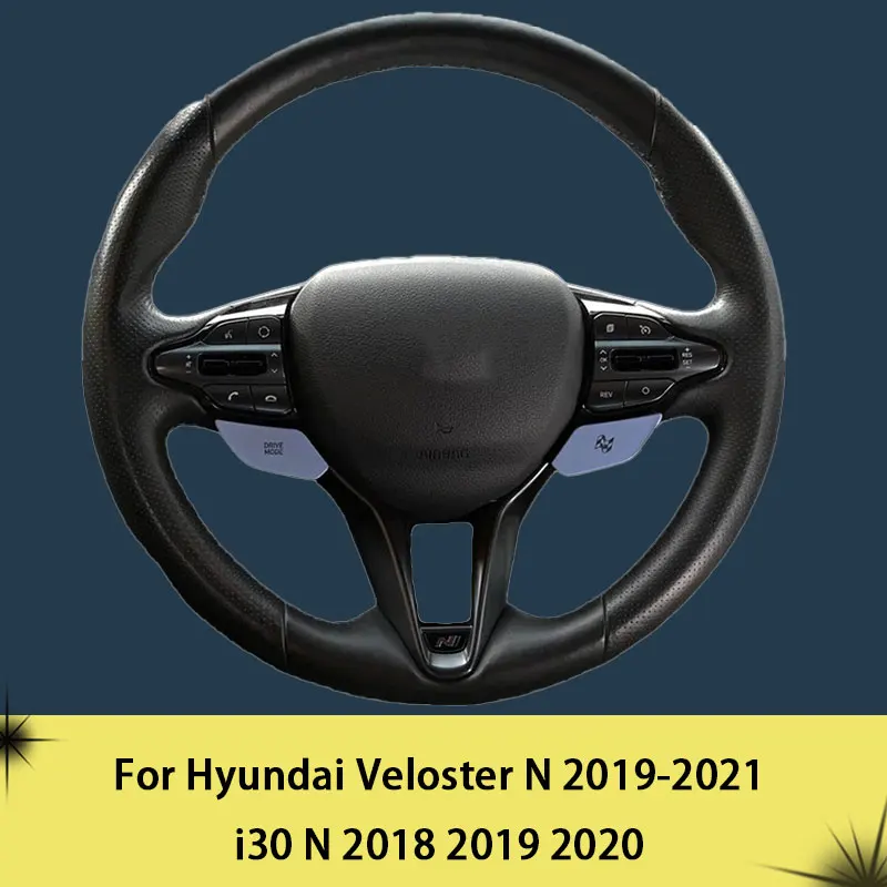 

Car Steering Wheel Cover For Hyundai Veloster N 2019-2021 i30 N 2018-2020 Fiber leather Car Accessories Steering Wrap Black