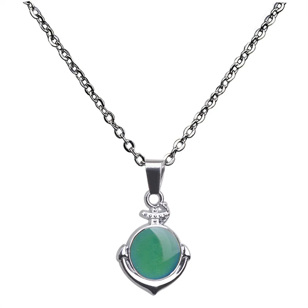 الأزياء مرساة قلادة درجة الحرارة تغيير لون المزاج قلادة الفولاذ المقاوم للصدأ سلسلة هالوين القوطية مجوهرات للنساء