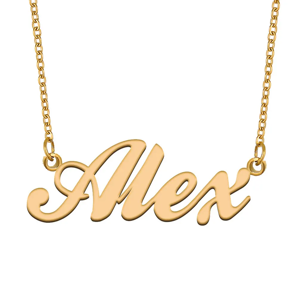 Alex Name Necklace for Women Stainless Steel Jewelry Gold Plated Nameplate Pendant Femme Mothers Girlfriend Gift