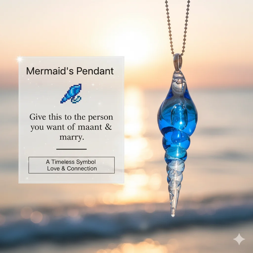 New Official Stardew Valley Mermaid Necklace Blue Crystal Shell Cosplay Jewelry Gift