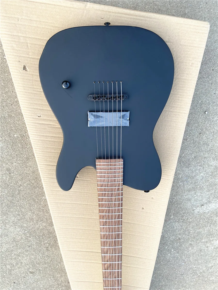 Custom edition black matte 7 string electric guitar fixed perforated bridge black accessory closed pickup