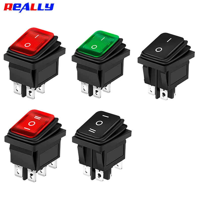 3PCS KCD4 Waterproof Boat Rocker Switch 6Pin 4Pin Latching On Off SPST/SPDT 16A 220V Llluminated Power Switch